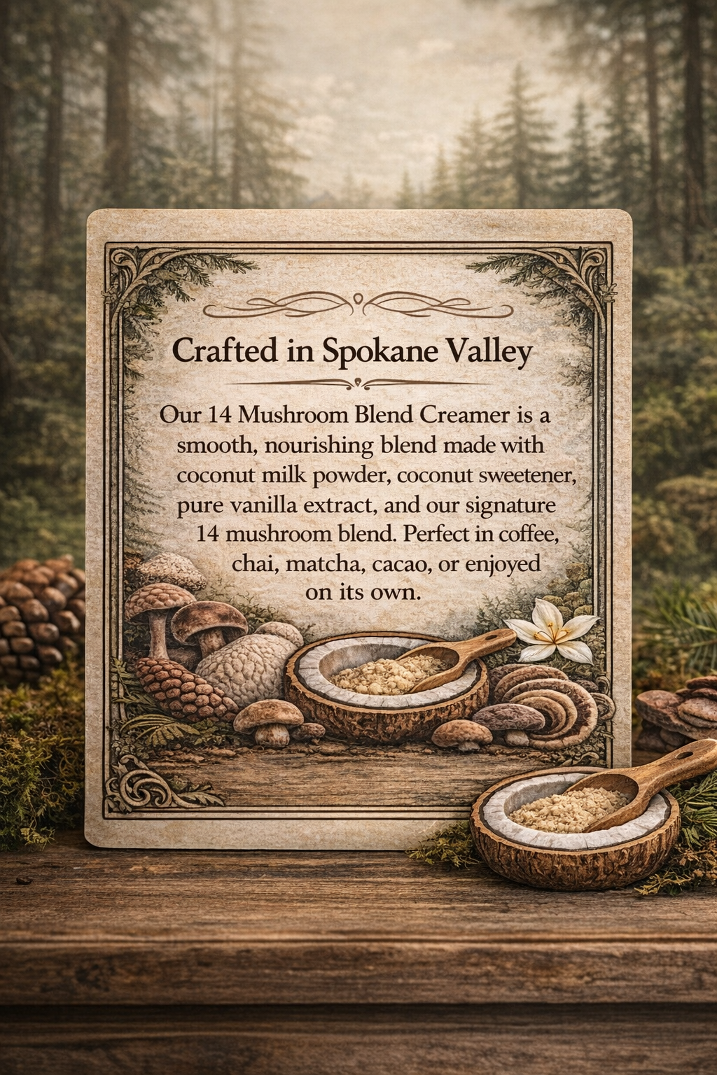 14 Mushroom Blend Creamer – Vanilla Superfood Coffee Creamer (8oz)