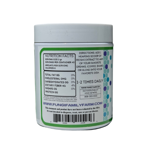 Reishi Mushroom Powder Extract – Ganoderma lucidum (2,000 mg)