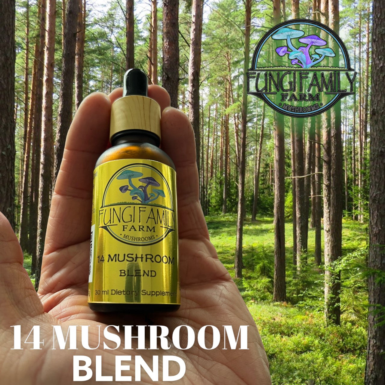 14 Mushroom Blend Tincture Dual Extract Ultrasonic