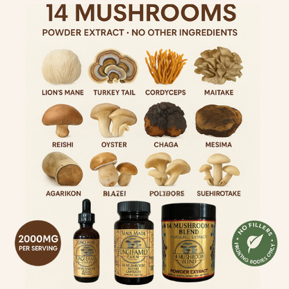14 Mushroom Blend Capsules – Full-Spectrum Functional Mushroom Support