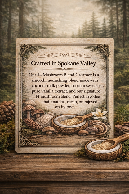 14 Mushroom Blend Creamer – Vanilla Superfood Coffee Creamer (8oz)