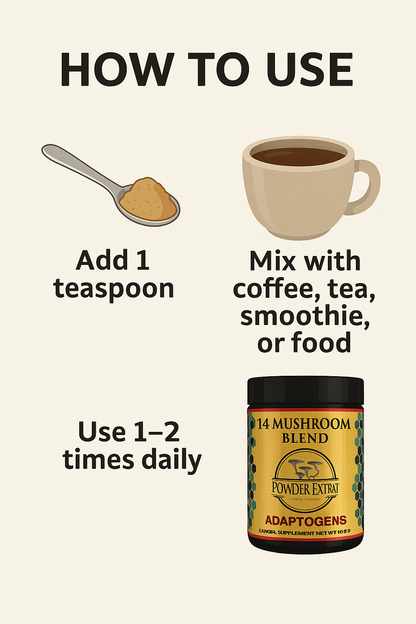 14 Mushroom Blend Powder Extract – Pure, Powerful, Full-Spectrum Wellness