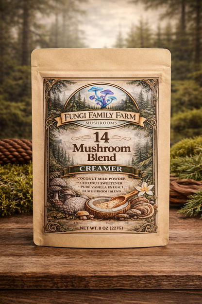 14 Mushroom Blend Creamer – Vanilla Superfood Coffee Creamer (8oz)